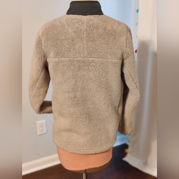 North Face full zipper  fuzzy Sherpa teddy bear popover jacket gray on gray  S - Picture 5 of 7